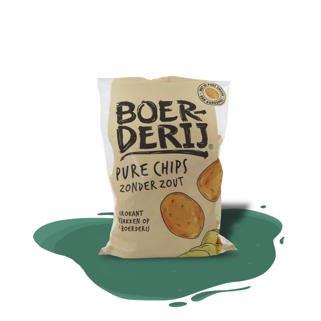 Pure Chips by Boerderij — made with Dutch-grown potatoes and high oleic sunflower oil, simply crafted for a natural crunch.