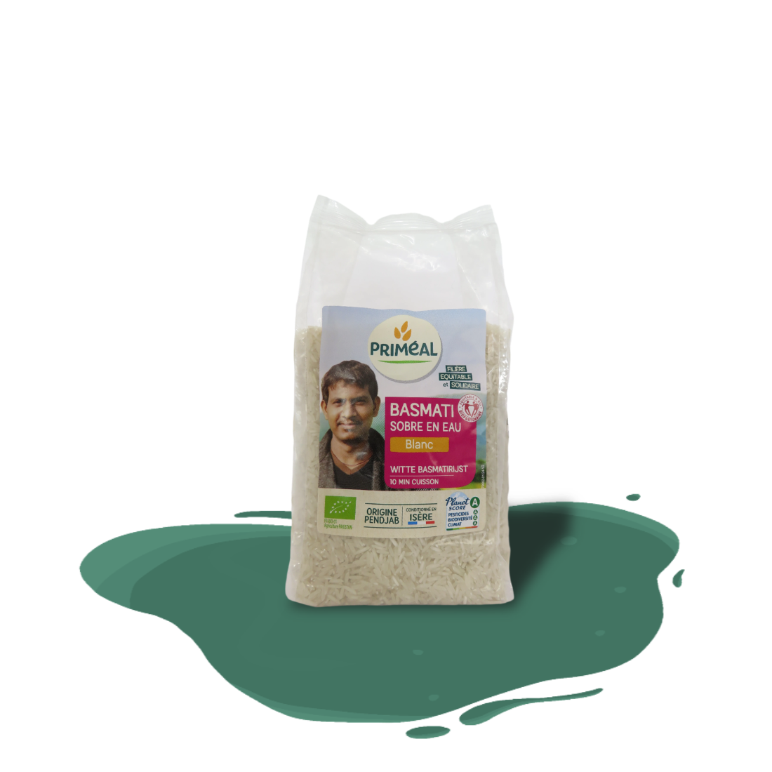 Organic Basmati rice from Primeal — long-grain, naturally fragrant and fluffy, grown at the foot of the Himalayas and Fair Trade certified.