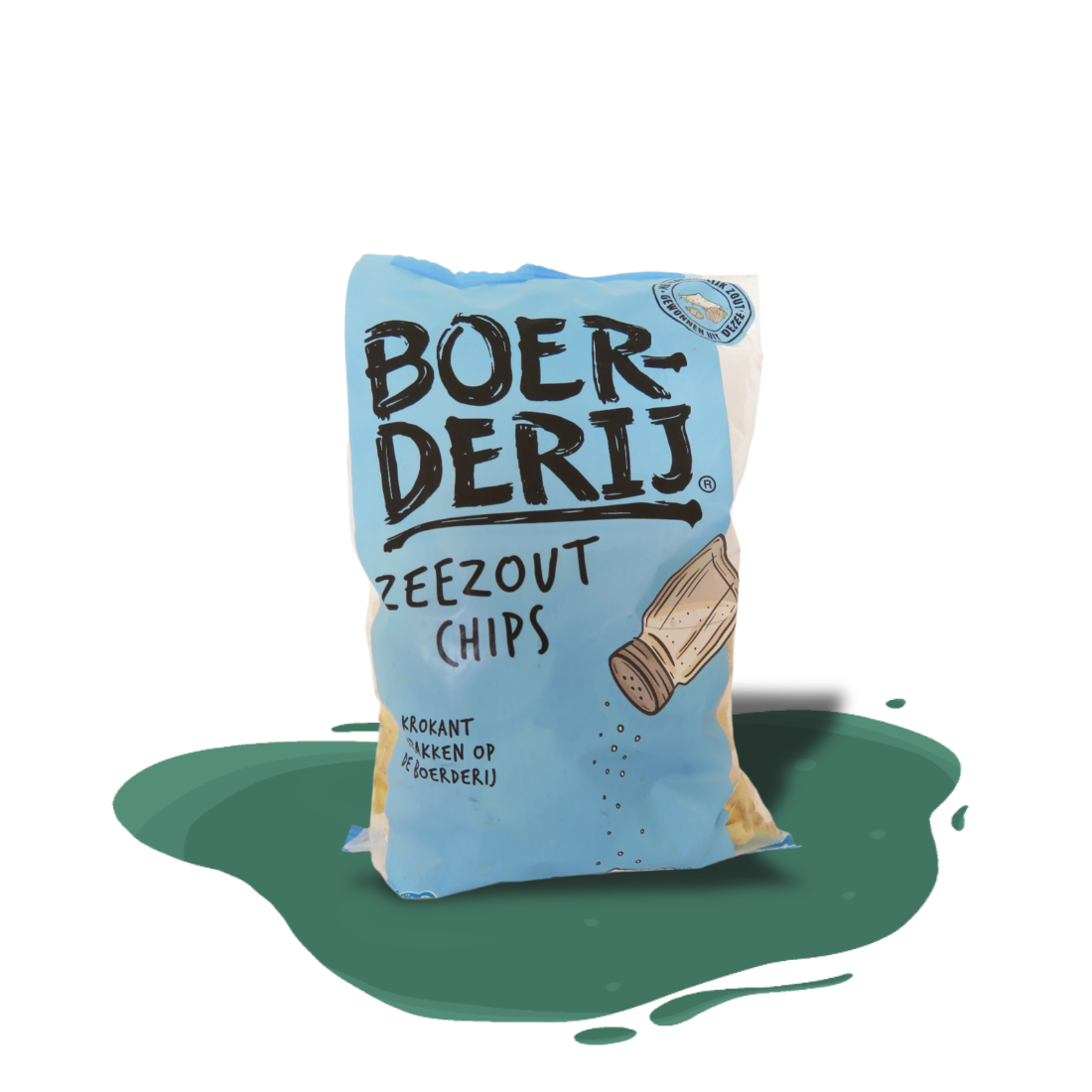 Boerderij Sea Salt Chips — made with Dutch-grown potatoes, natural sea salt from Southern France, and high oleic sunflower oil for a simple, crunchy snack.