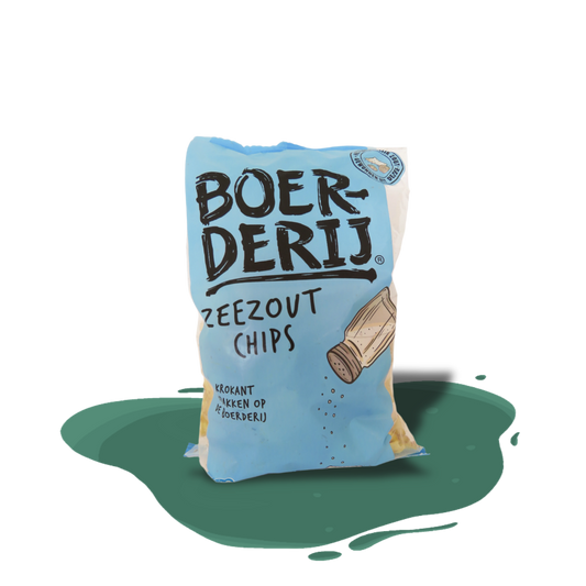 Boerderij Sea Salt Chips — made with Dutch-grown potatoes, natural sea salt from Southern France, and high oleic sunflower oil for a simple, crunchy snack.