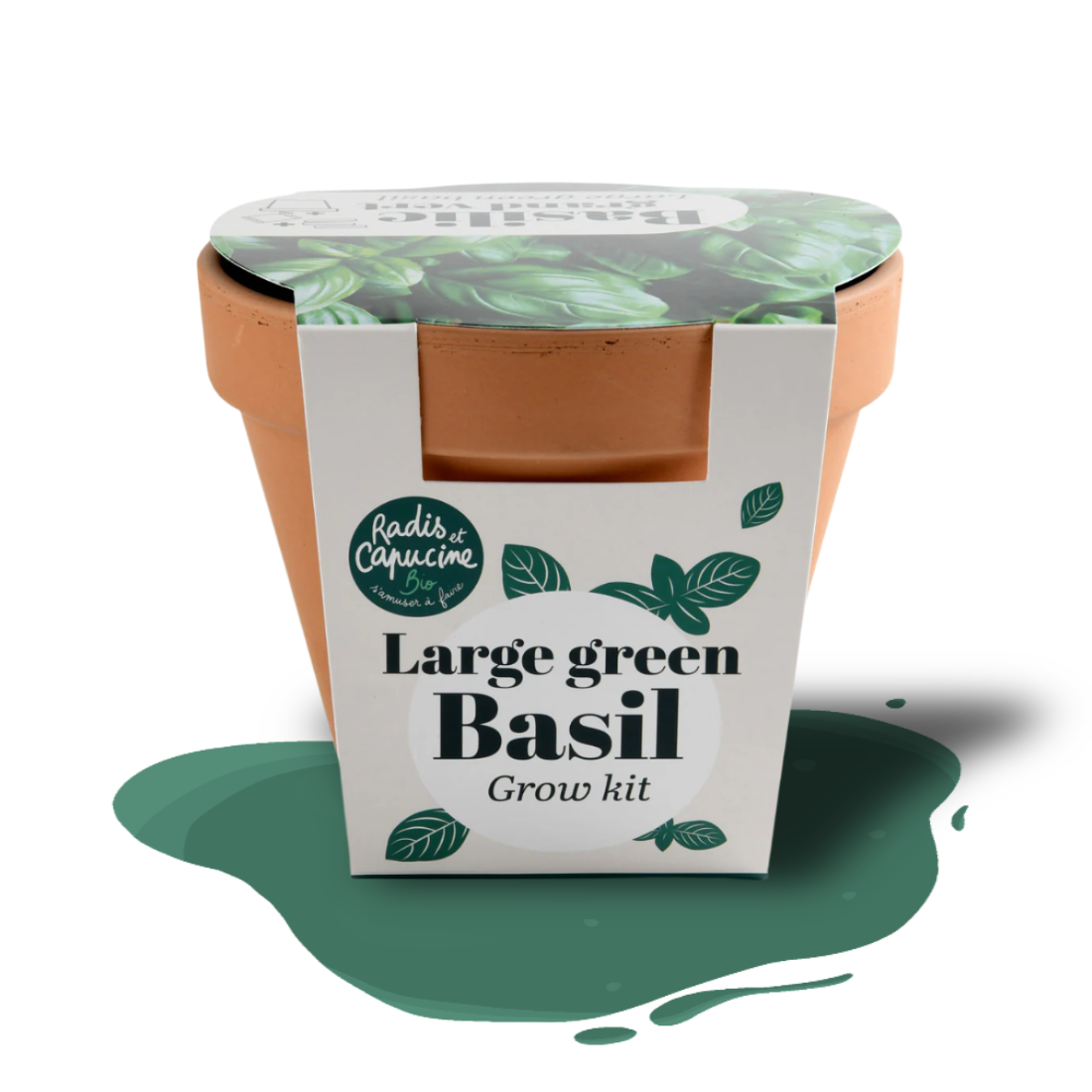 Organic basil grow kit with seeds, soil, and pot – easy indoor herb gardening for beginners.
