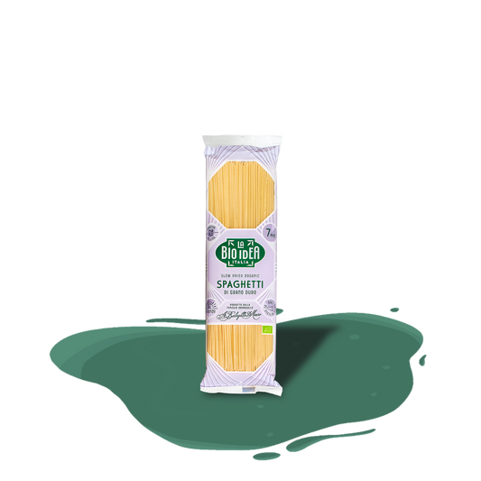 La Bio Idea Spaghetti — organic durum wheat pasta from Sicily, bronze-cut and slow-dried for authentic texture.