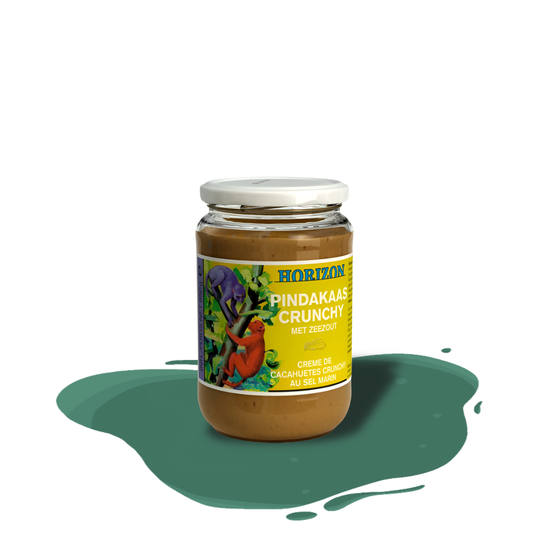 Crunchy organic peanut butter made from roasted peanuts and sea salt, rich in protein, unsaturated fats, and natural minerals, delivering a nutty and wholesome flavor.