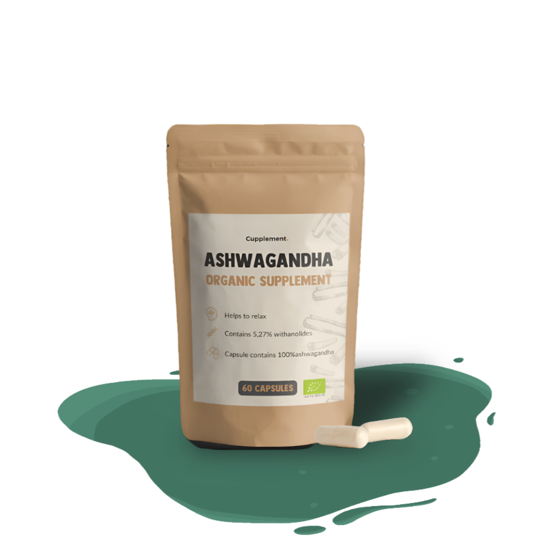 Organic Ashwagandha powder by Cupplement – pure, traditional  adaptogen herb supplement