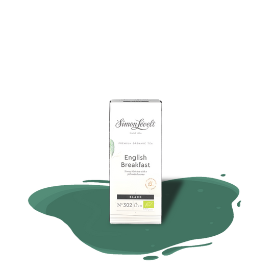Organic English Breakfast tea from Simon Lévelt — full-bodied black tea with a rich aroma, sourced by a tea specialist with nearly 200 years of experience.