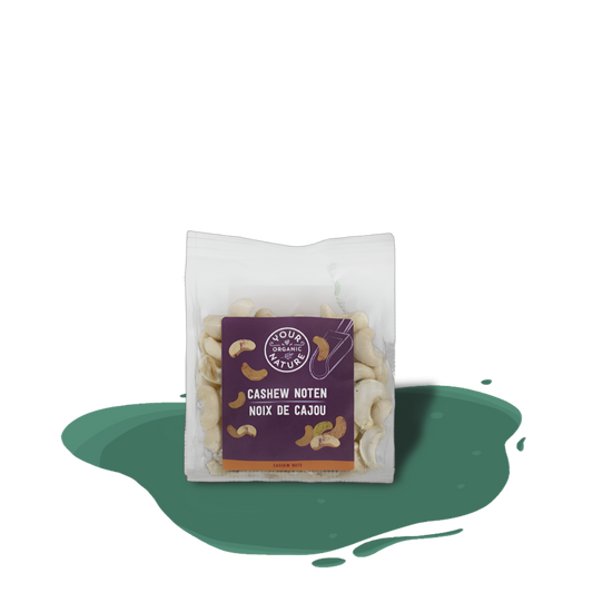 Organic raw cashew nuts, naturally creamy and subtly sweet, high in magnesium, and a source of protein and iron.