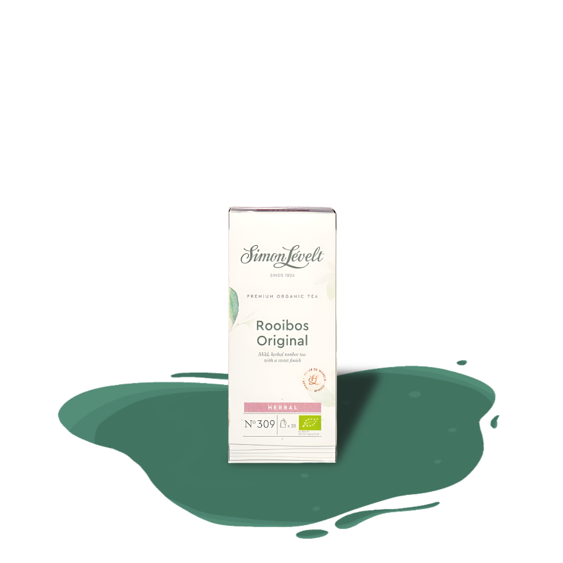 Organic Rooibos tea from Simon Lévelt — caffeine-free herbal infusion with a naturally smooth, mild, and sweet flavor, sourced from South Africa.