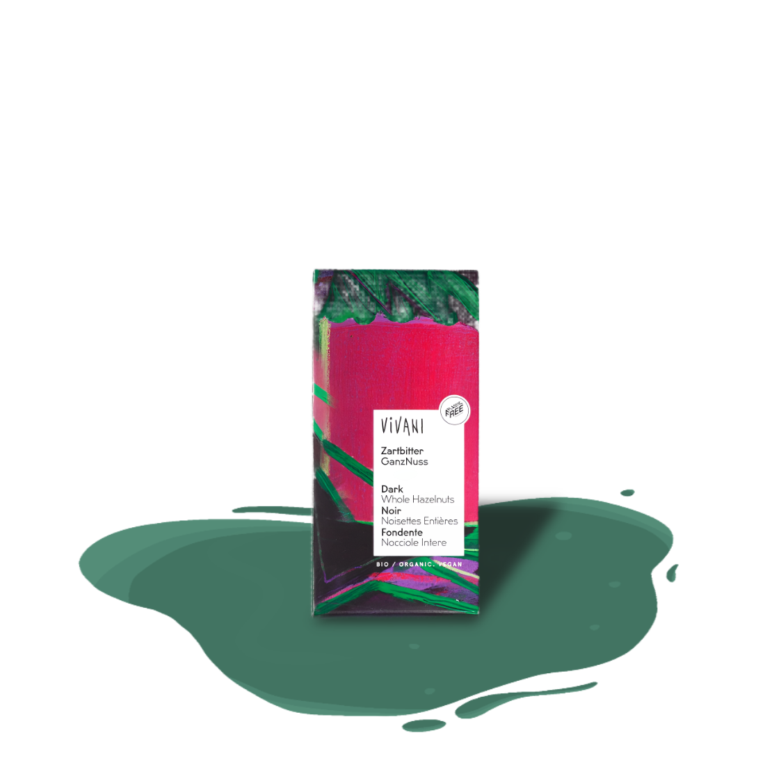 Vivani Dark Chocolate 55% with roasted hazelnuts — organic, ethically sourced chocolate with sustainable packaging.